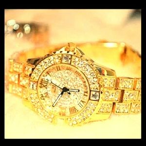 Sliver gold   cystal watch